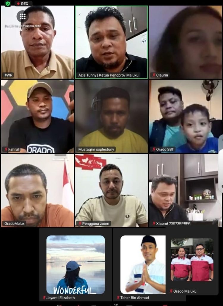 Digelar Virtual, Pengprov ORADO Maluku Gelar Rapimpda Libatkan Pengcab 11 Kabupaten Kota
